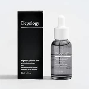 depology Peptide Complex 10% Argireline™ Peptide Serum, Plumping Anti-Aging Face Serum, Hydrating Facial Skin Care Product, Vitamin C & Hyaluronic Acid Serum 1.01 fl.Oz