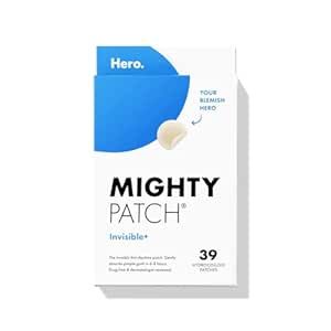 Mighty Patch™ Invisible+ patch from Hero Cosmetics - Daytime Hydrocolloid Acne Pimple Patches for Covering Zits and Blemishes, Ultra Thin Spot Stickers for Face and Skin, Vegan-friendly (39 Count)