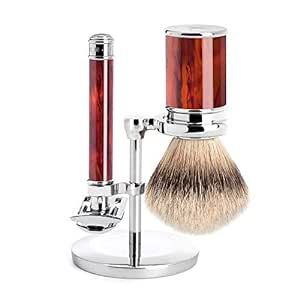 MUHLE Tortoiseshell Silvertip Badger Safety Razor (Closed Comb) Shaving Set - Perfect for Every Day Use, Barbershop Quality Close Smooth Shave