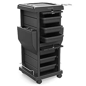 TASALON Ultimate Trolley Cart for Hair Salon Station – Space Saving Rolling Beauty Cart for Extra Storage, New upgrade Lockable 6 Trays & 2 Tray Holders– Multipurpose Tool Cart