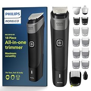 NEW Philips Norelco Multigroom Series 5000 18 Piece, Beard Face, Hair, Body and Intimate Hair Trimmer for Men - NO BLADE OIL MG5910/49