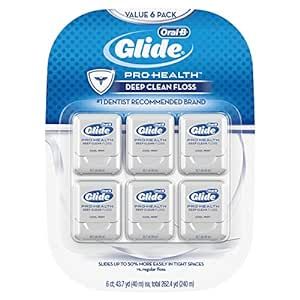 Oral-B Glide Pro-Health Dental Floss, Deep Clean, Mint, 40m, Pack of 6