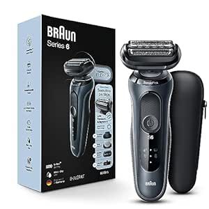 Braun Series 6 6046cs Electric Razor for Men, Wet & Dry, Electric Razor, Rechargeable, Cordless Foil Shaver with Charging Stand, Travel Case and Precision Trimmer, Black