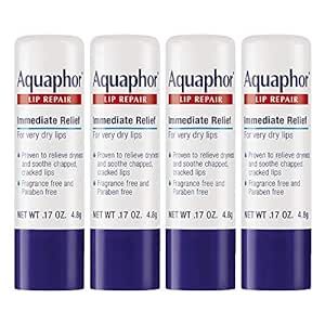 Aquaphor Lip Repair Stick - Soothes Dry Chapped Lips - 0.17 Ounce (Pack of 4)