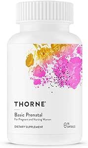 Thorne Basic Prenatal - Well-Researched Folate Multi for Pregnant and Nursing Women Includes 18 Vitamins and Minerals, Plus Choline - 90 Capsules - 30 Servings