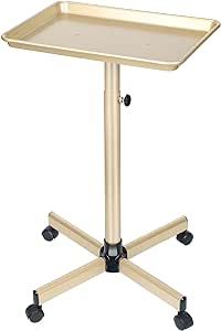 Champagne Gold Salon Tray, Salon Tray Cart Champagne Gold Salon Color Tray with Adjustable Height, Salon Tray on Wheels, Ideal Use As Tattoo Tray & Deantal Tray, Durable and No-Rust(Champagne Gold)