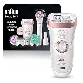 Braun Epilator Silk-epil 9 9-985, Facial Hair Removal for Women, Hair Removal Device, Shaver, Cordless, Rechargeable, Wet & Dry, Facial Cleansing Brush