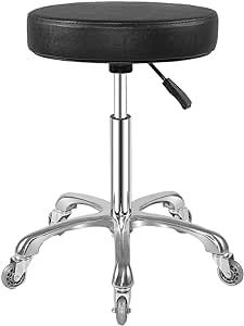 Ainilaily Rolling Stool with Wheels, Heavy Duty Hydraulic Stool for Shop Guitar Lab Tattoo Workbench Medical,Adjustable Massage Swivel Stool Chair (Black)