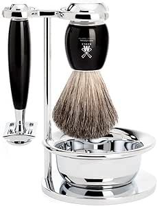 MUHLE VIVO 4-piece Pure Badger Modern Safety Razor Luxury Wet Shaving Set - Perfect for Every Day Use, Barbershop Quality Close Smooth Shave