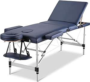 CHRUN Massage Table Portable Massage Bed Lash Spa Tattoo Bed Esthetician Adjustable Professional 3-Fold Aluminum Legs Carrying Bag 496 lbs