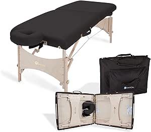 EARTHLITE Portable Massage Table HARMONY DX – Foldable Physiotherapy/Treatment/Stretching Table, Eco-Friendly Design, Hard Maple, Superior Comfort incl. Face Cradle & Carry Case (30" x 73")