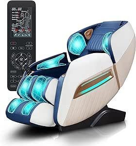 RelaxRelife Massage Chair, Full Body Massage Chairs with Zero Gravity AI Voice Control Intelligent Body Scan Detection SL Track Foot Massage 3D Massage Recliner Bluetooth Speaker Airbags Blue