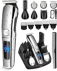 Ufree Beard Trimmer for Men, Electric Razor, Nose Hair Trimmer, Cordless Hair Clippers Shavers for Men, Mustache Body Face Beard Grooming Kit, Gifts for Men Husband Father, Waterproof