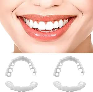 Dentures Teeth Temporary Teeth Perfect Fake Teeth and Whitening Alternative Smile Snap Tooth (1Top+ 1Bottom+2Adhesives)