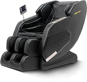 Molylex 2023 Massage Chair Recliner, Zero Gravity Full Body Massage Chair with Airbags, Heating, Bluetooth Speaker and Foot Rollers (Black)
