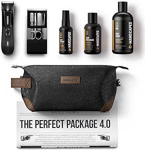 MANSCAPED® Perfect Package 4.0 Kit Contains: The Lawn Mower® 4.0 Electric Trimmer, Ball Deodorant, Body Wash, Performance Spray-on-Body Toner, Four Piece Luxury Nail Kit, Toiletry Bag, 3 Shaving Mats